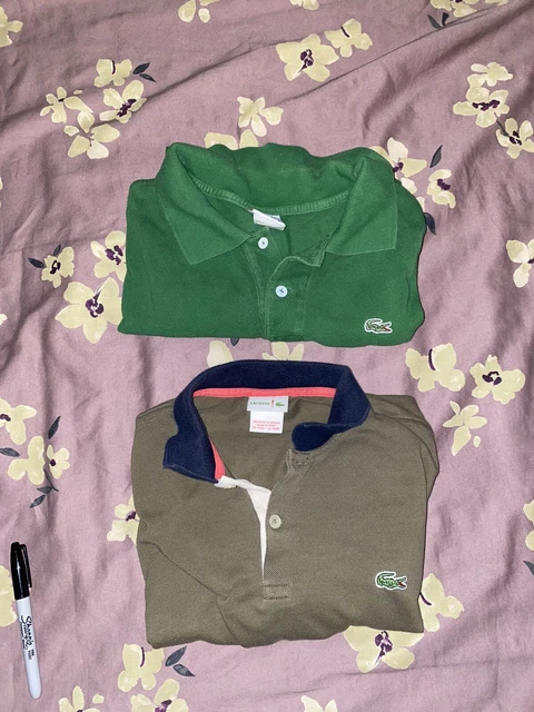 Lacoste Polo Lot 2 Shirts, Green, Olive Size 3 S.  Pre Owned Great Condition