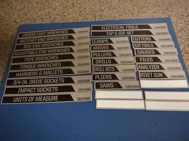Craftsman Magnetic Toolbox Labels Screwdrivers Wrenches, More