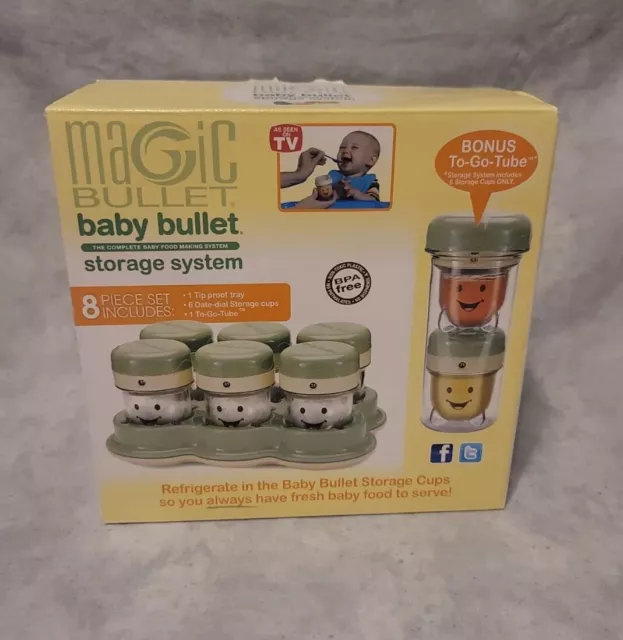 Magic Bullet Baby Bullet Storage System 8 Pc Set Cups Tray To Go Tube New in Box