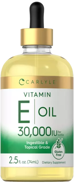 Vitamin E Oil | 30,000 IU | 2.5 fl oz | Ingestible & Topical Grade | by Carlyle