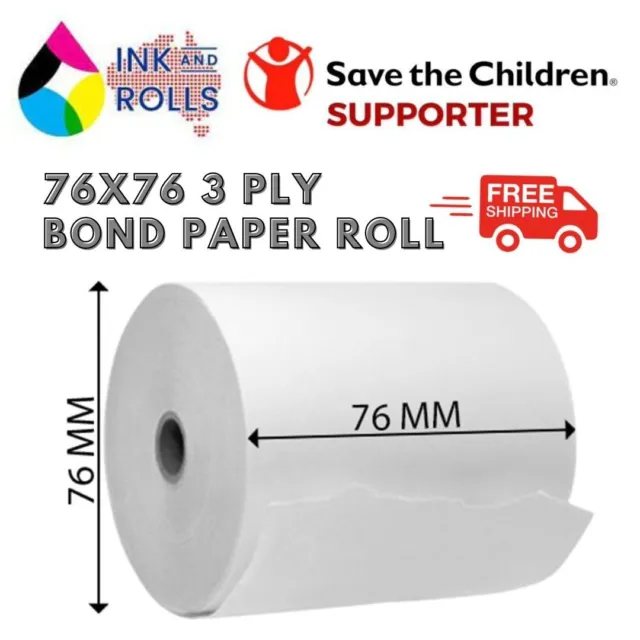 76x76mm 3 Ply Bond Paper Rolls -100 Rolls