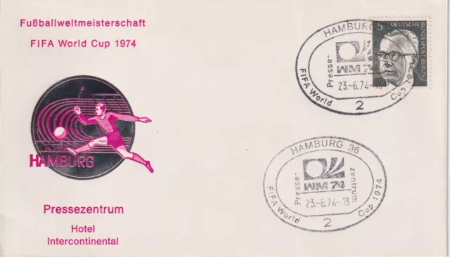 Berlin Brief MiNr 359 (1S) Bundespräsident Gustav Heineman 2 Hamburg 36 23.6.74
