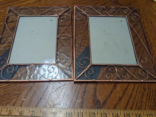 Copper And Glass 5x7 Picture Frames Pair