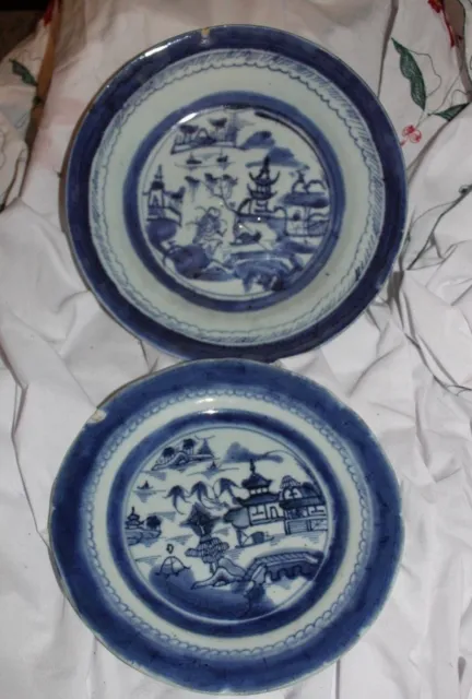 CHINESE BLUE & WHITE  PORCELAIN plate and bowl hand painted -