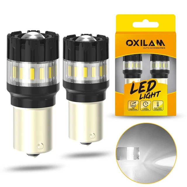 OXILAM 1156 BA15S 7506 LED Backup Reverse Light Bulbs 6000K Xenon White Bright