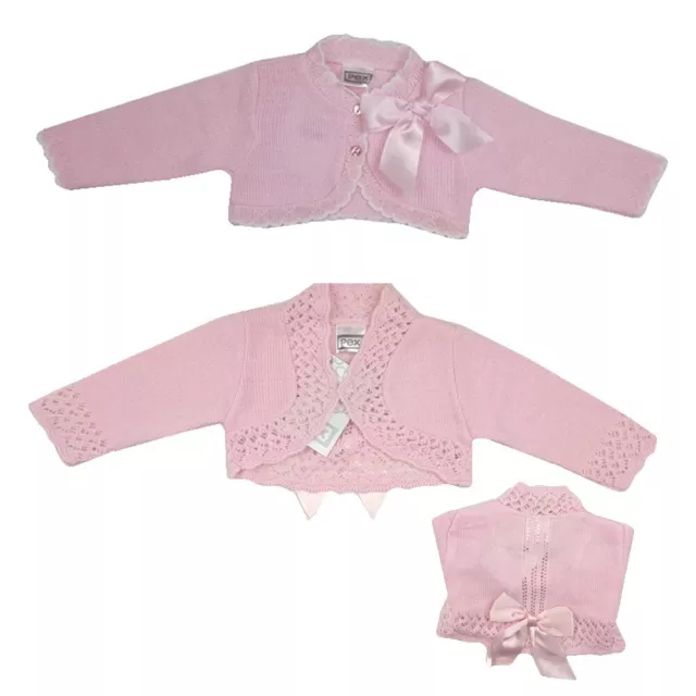 Baby Toddler Girls Fancy Pink Christening Flower Girl Party Bow Bolero Cardigan