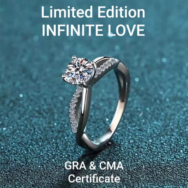 1 carat 💗 INFINITE LOVE RING Real Moissanite Adjustable Certified Personalised