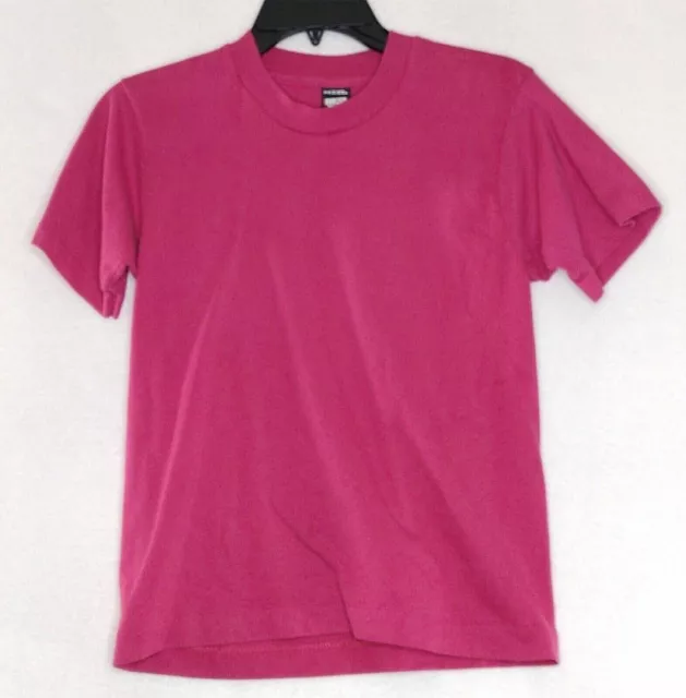 Screen Stars Best Girls T-Shirt Short Sleeve Size 14-16 Magenta Tiny Hole Stains