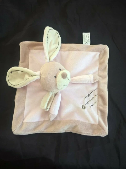 Doudou carré plat Lapin rose et marron beige Simba Nicotoy Kiabi