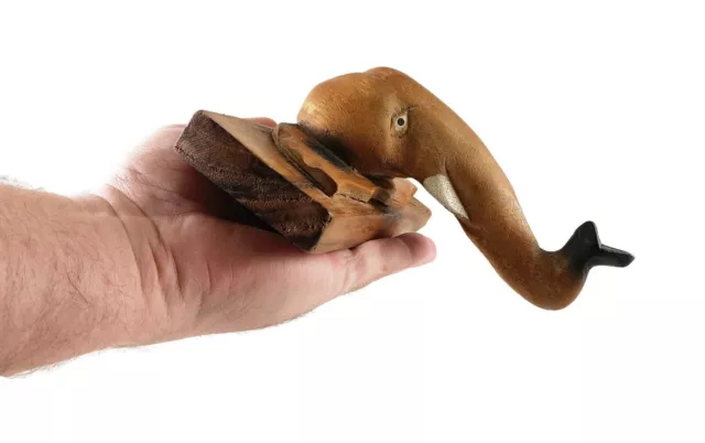 Hand Carved Painted Wooden Elephant Head Wall Hook Art Wood Hanger