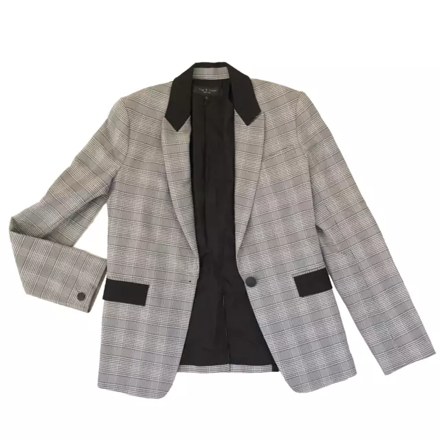 RAG & BONE Rylie Glen Plaid Grosgrain Trim Blazer Italy Net-A-Porter size 2