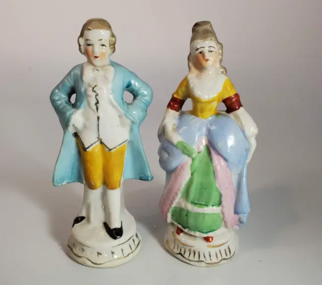 Vintage Porcelain Courting Couple Man and Woman Figurines Made in Japan