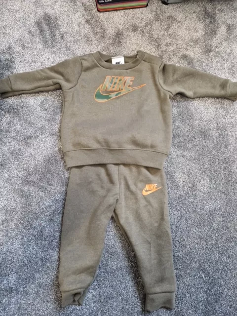 Nike Baby Boys Tracksuit Khaki Green Age 12 months