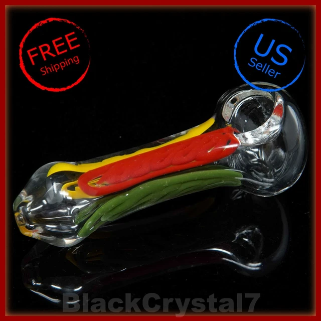 4.5" Handmade Thick Heavy Clear Chill Rasta Tobacco Smoking Bowl Glass Pipes