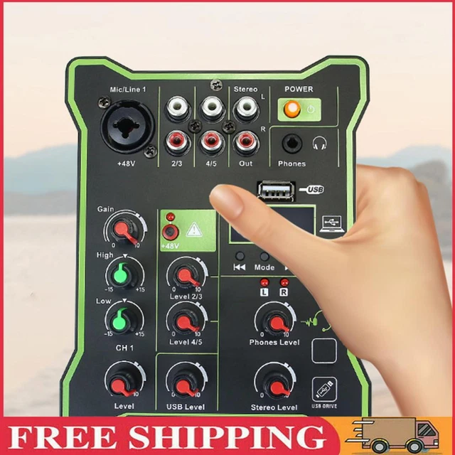Mini Mixer Sound Board Mixing Console 5 Channel USB Computer Playback Recording