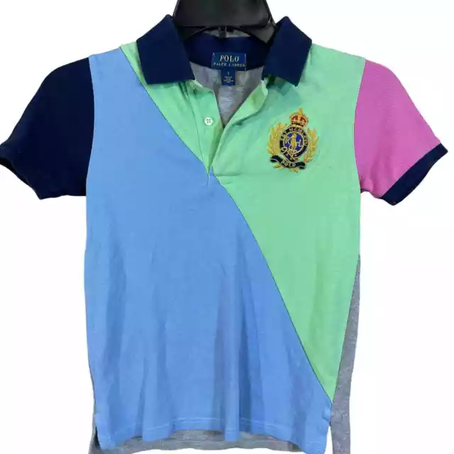 Polo Ralph Lauren Kids Polo Shirt Colorblock Size 7 Big Pony Crest Preppy Casual