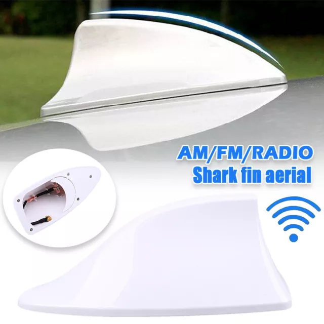 White Car SUV Shark Fin Aerial Antenna Roof AM/FM Radio Signal Mast For BMW AUDI