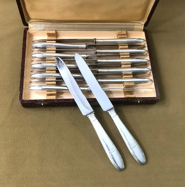 Ménagère 12 Couteaux à Entremets Art Nouveau - Métal Argenté Et Lames Inox
