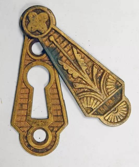 Victorian Door Lock Swing Covered Key Escutcheon Ornate Cast Bronze - 1870-80's