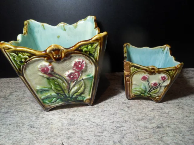 Vintage cache pot Jardiniere barbotine faience d'Onnaing !