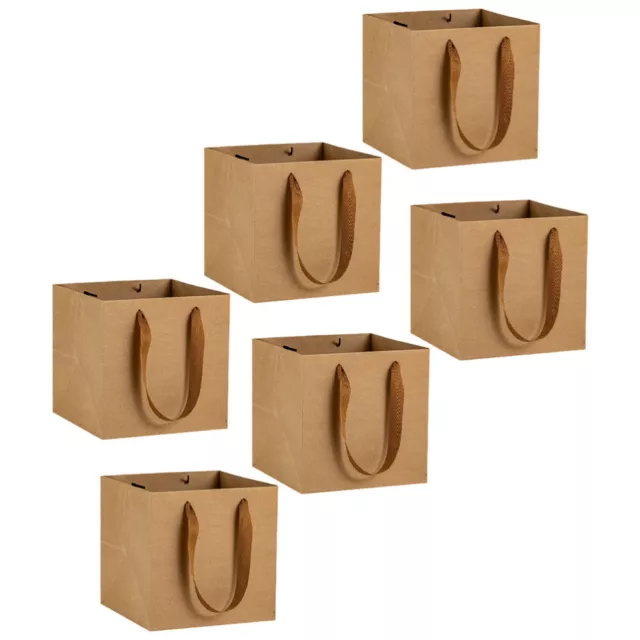 6 PCS Kraft Paper Bag Brown Bags with Handles Small Gift Bulk