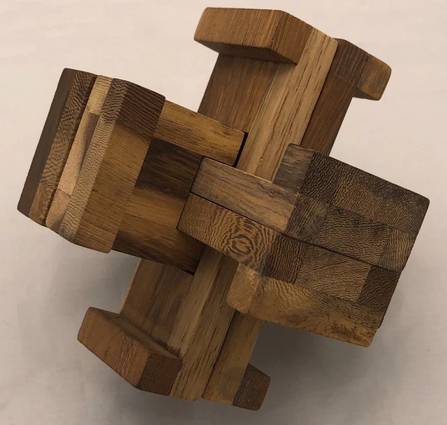 WOODEN BRAIN TEASER puzzle Cassetête en bois Sheffield Steel 6BB