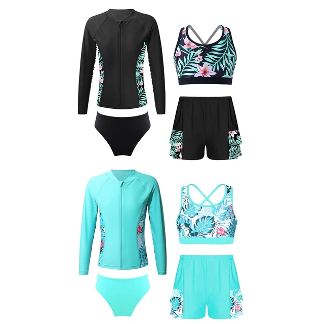 Costume Da Bagno Maniche Lunghe Bambina - Rashguard Protezione Solare 2-12 Anni - Foto 5