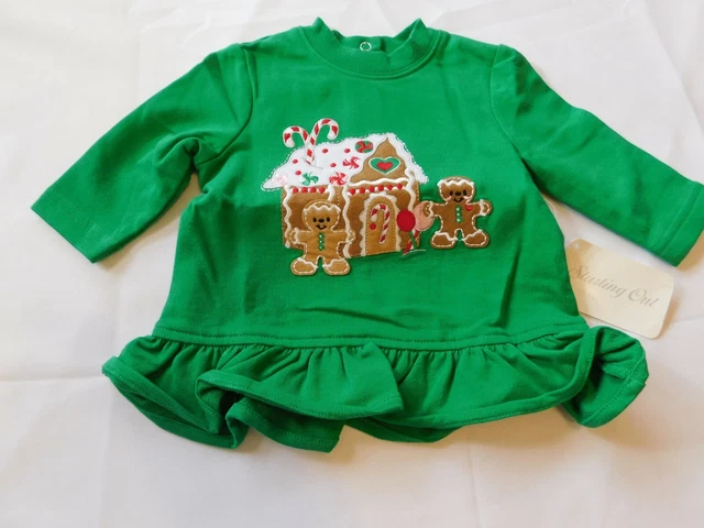 Starting Out Bambino Bambina Gingerbread Biscotto Casa T-Shirt 3 Mesi Nwt