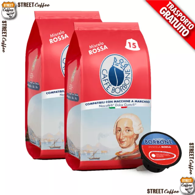 90 Capsule Caffè Borbone Miscela Red Rossa 100% Compatibili Dolce Gusto Nescafè*