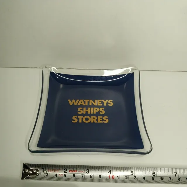 Watneys Ships Stores Glass Blue Ashtray - Garden Vintage Pub/Man Cave