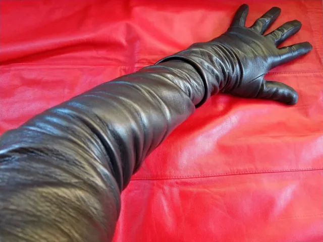 ULTRA LONG  Size 8 1/2  UNLINED KID LEATHER GLOVES  ITALY FORMAL EVENING BOUDOIR