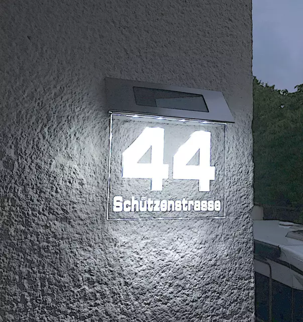 Jedwill Design Solar LED Hausnummer personalisierbar individuell gravierbar