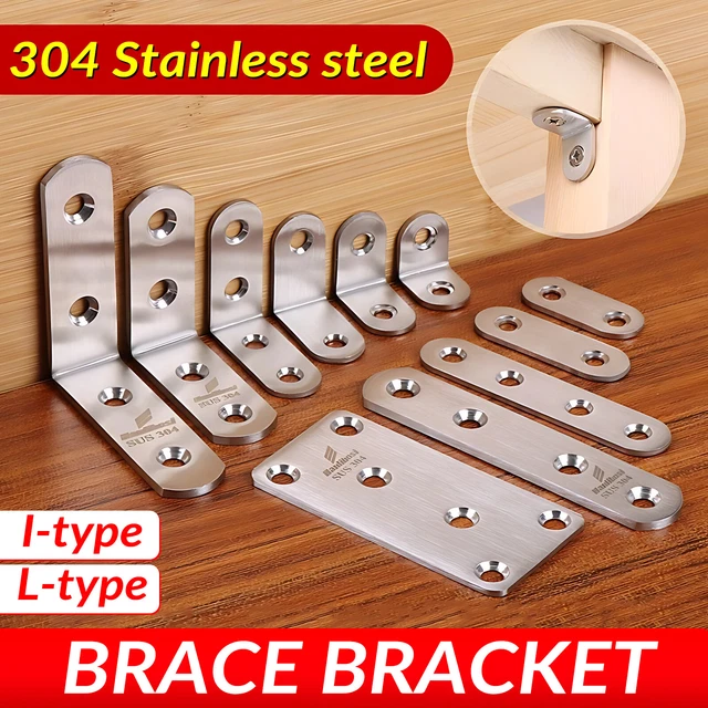 8 Pz Staffe Angolari Piatta, Squadrette Angolari Piastre Staffa Piatta Forata Per Legno, L Staffa Angolare Piatte, Supporto Piastre Di Giunzione Per - Foto 10