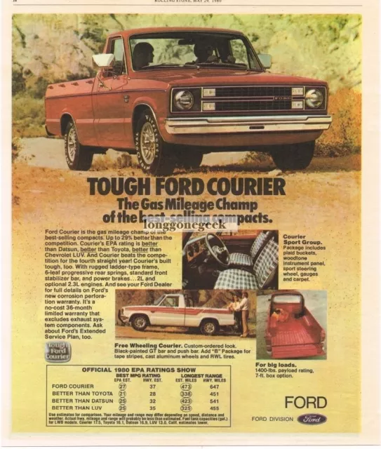 1980 Ford Courier Red Pickup Truck Vintage Ad