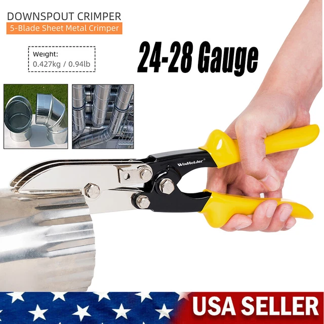 5 Blade Sheet Metal Crimper Tool 24-28 Gauge Duct Downspout Stove Pipe Hvac Tool
