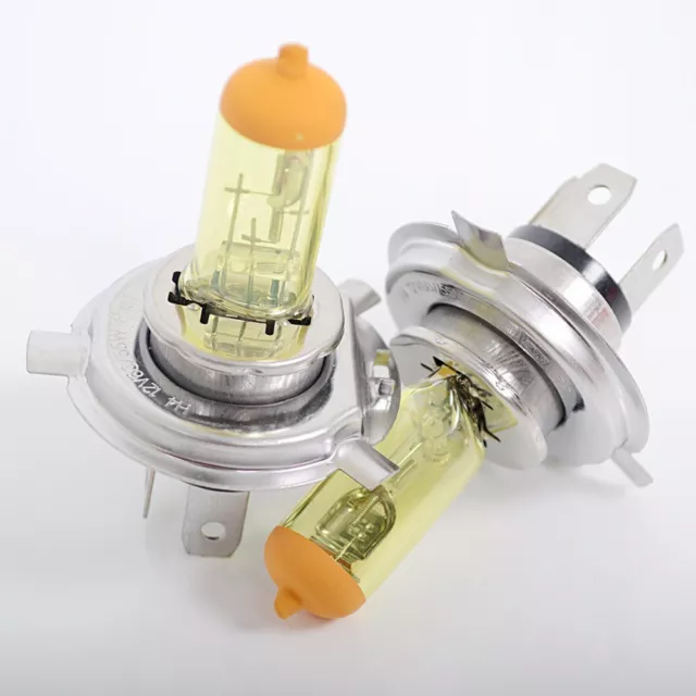 AMPOULE LAMPE H4 60/55W JAUNE YELLOW 3000K HALOGENE POUR FEU PHARE 12V P43t-38 3