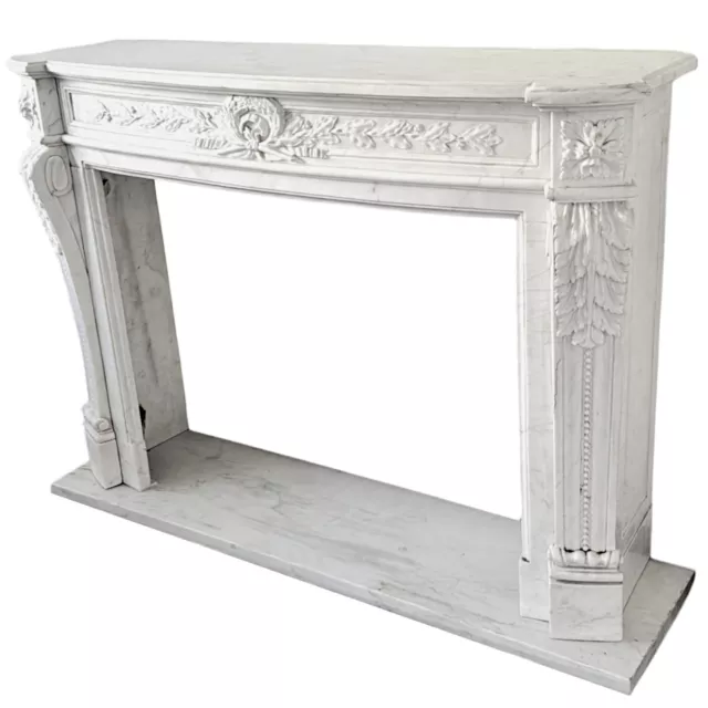 Cheminée en Marbre Carrara Décoration Style Empire L.158cm