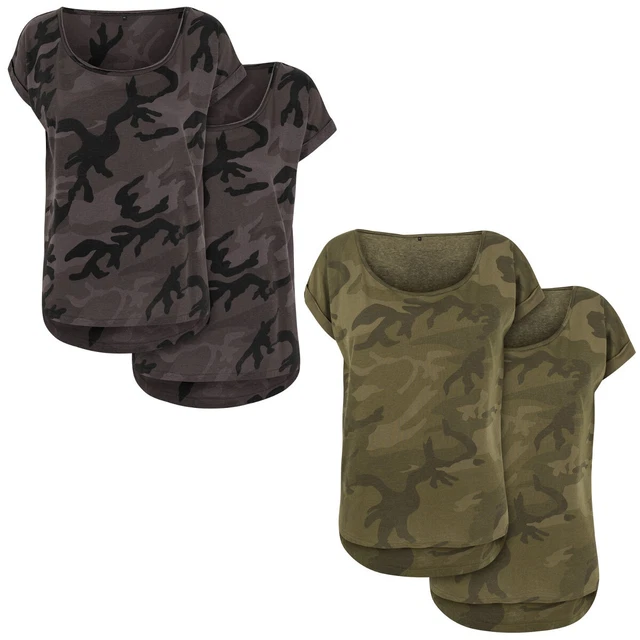 Build your Brand Femmes Camouflage T-Shirt 2-Pack Chemise Camouflage Femmes