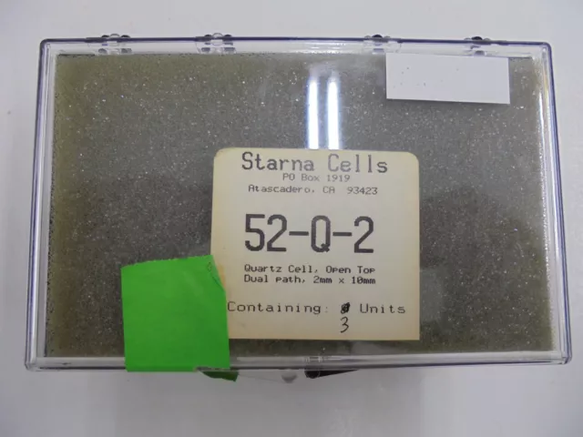 Starna Cells 52-Q-2 Quartz Cell Open Top Dual Path 2mm x 10mm 3 Units