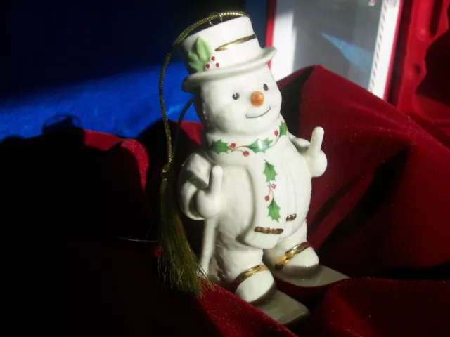 Lenox Happy Holly Days Fresh Powder Snowman Skiing Ornament Christmas New