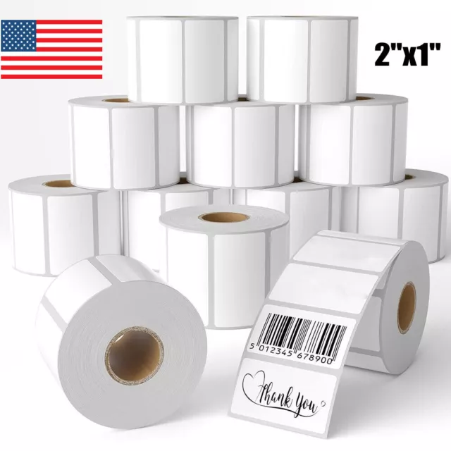 2"x1" Direct Thermal Labels for UPC Barcode Address 1300/Roll for Rollo & Zebra