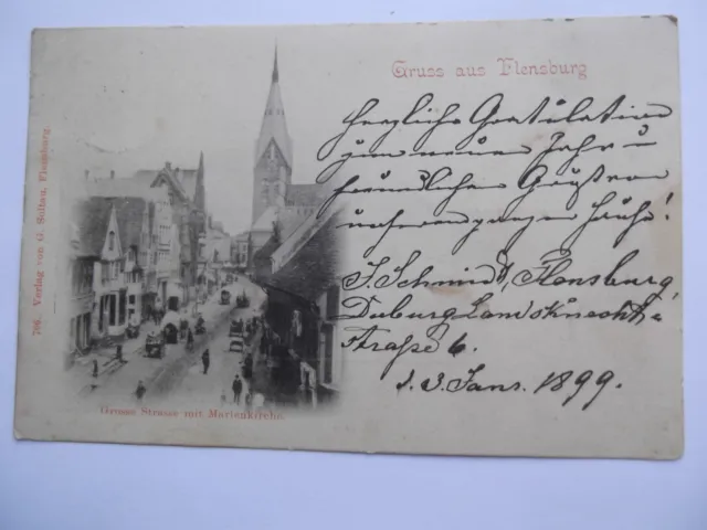 M82.Ak, Flensburg, "Große Straße mit Blick nach Norden", gelaufen 1899.