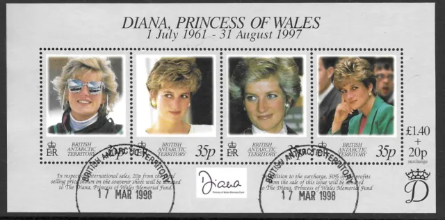 Br. Antarctic Terr. 1998 Tribute to Diana, Princess of Wales 1961-1997 M/S Used