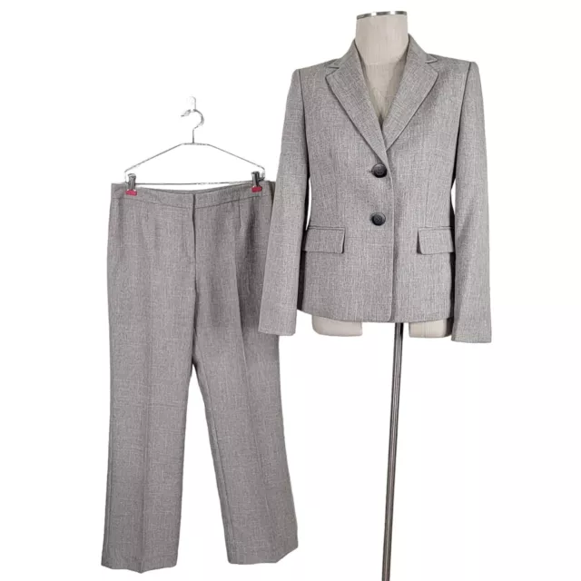 Le Suit Pant Suit Size 8 Pleated Front Zip Pants Pockets Straight Leg Lined