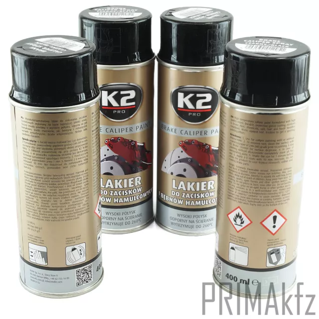 4x ORIGINAL K2 Bremssattellack Spray Brake Caliper Paint Schwarz 400ml 2