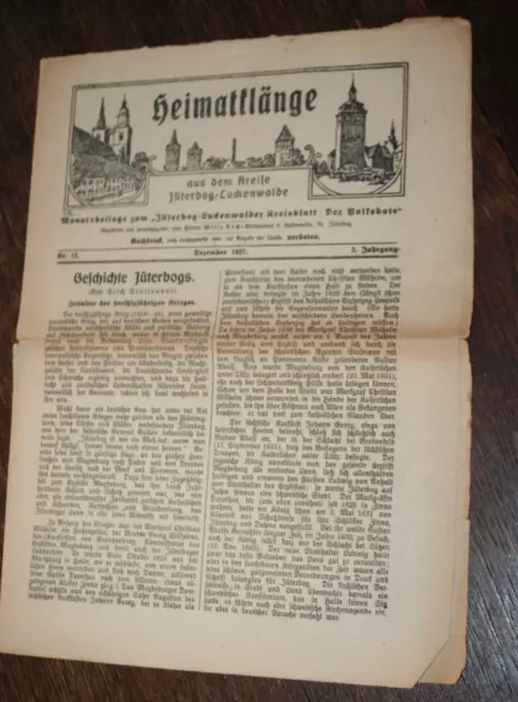 Heimatklänge aus dem Kreise Jüterbog-Luckenwalde  - Beilage  zum Volksboten 1927