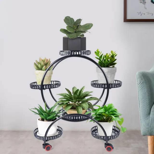 Flower Pot Holder 6 Potted Metal Plant Stand 4 Tier For Indoor Plants Tall Shelf