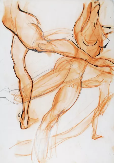 Franziskus Dellgruen unsign. Bild Gemälde Kunst Zeichnung 42x30cm Tänzerin