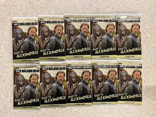 Lot of 10 AMC Topps 2018 The Walking Dead ROAD TO ALEXANDRIA Trading Card Packs