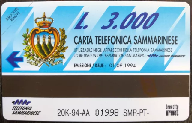 scheda telefonica nuova SAN MARINO Prima Serie 1994 telecard telecarta Urmet
